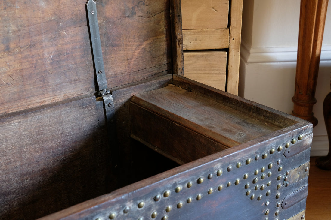 Antique Zanzibar coffer with brass straps