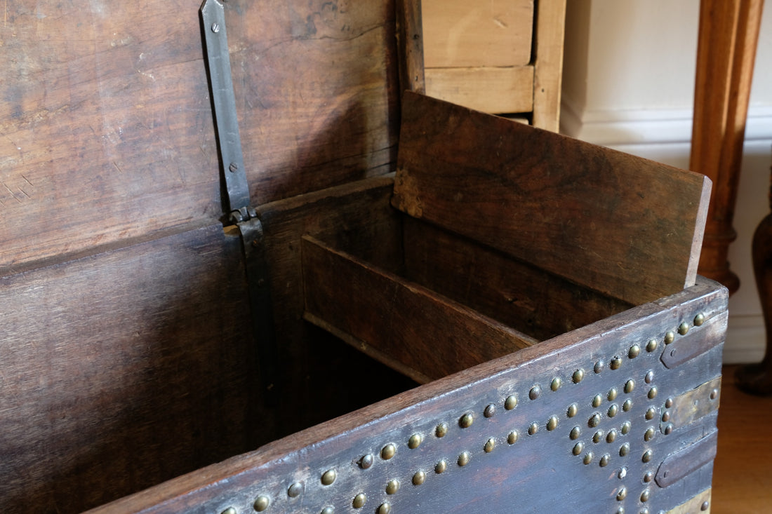 Antique Zanzibar coffer with brass straps