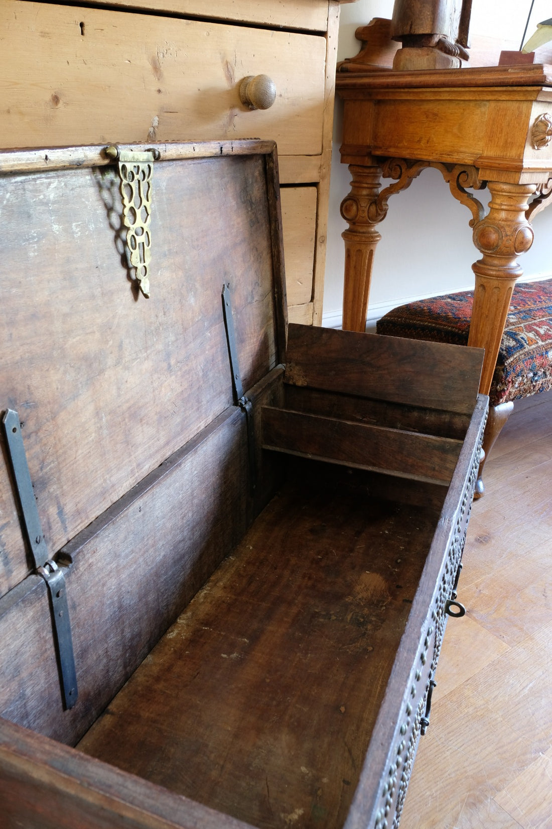 Antique Zanzibar coffer with brass straps