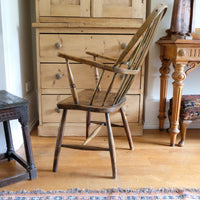Primitive Ash & Elm Windsor Stick Back Chair | Circa 1830