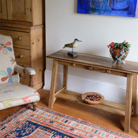 Arts & Crafts Mission Style Console Table – Solid Black Limba Wood