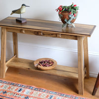 Arts & Crafts Mission Console Table in Rare Black Limba Wood