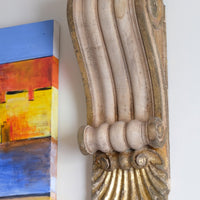 pair of carved giltwood oak corbels shell scroll motif