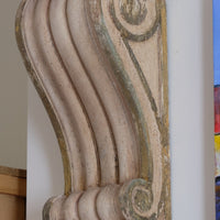 pair of carved giltwood oak corbels shell scroll motif