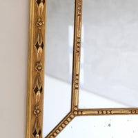 Large Antique Arched Giltwood Mirror with Foxed Glass, Sectional Design, c.1910