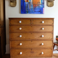 Antique painted pine chest of six drawers circa 1860