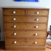 Antique painted pine chest of six drawers circa 1860