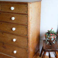 Antique painted pine chest of six drawers circa 1860