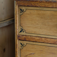 Antique painted pine chest of six drawers circa 1860