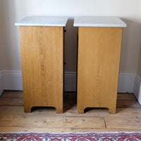 Art Nouveau Marble-Top Bedside Cabinets in Painted Oak