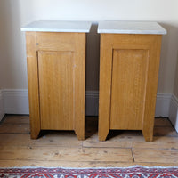 Art Nouveau Marble-Top Bedside Cabinets in Painted Oak