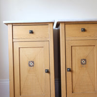 Art Nouveau Marble-Top Bedside Cabinets in Painted Oak