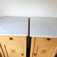 Art Nouveau Marble-Top Bedside Cabinets in Painted Oak