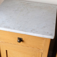 Art Nouveau Marble-Top Bedside Cabinets in Painted Oak
