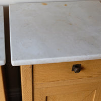 Art Nouveau Marble-Top Bedside Cabinets in Painted Oak