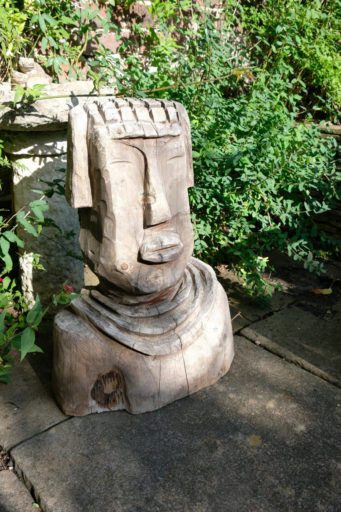 Naïve Folk Art Wooden Bust of a Mythical Man – Hand Carved