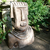Naïve Folk Art Wooden Bust of a Mythical Man – Hand Carved