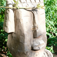 Naïve Folk Art Wooden Bust of a Mythical Man – Hand Carved