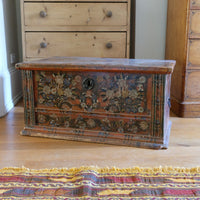 Hand painted ffolk Art coffer chest with a floral design