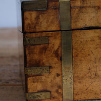 19th century Victorian burr walnut writing slope with brass corner straps and green baize interior