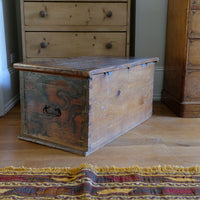 Hand painted ffolk Art coffer chest with a floral design