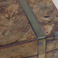 19th century Victorian burr walnut writing slope with brass corner straps and green baize interior