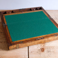 19th century Victorian burr walnut writing slope with brass corner straps and green baize interior