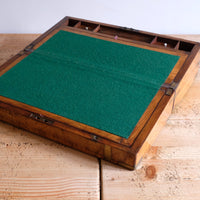 19th century Victorian burr walnut writing slope with brass corner straps and green baize interior