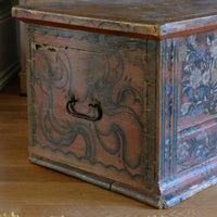 Hand painted ffolk Art coffer chest with a floral design