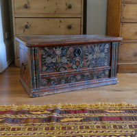 Hand painted ffolk Art coffer chest with a floral design