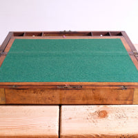 19th century Victorian burr walnut writing slope with brass corner straps and green baize interior