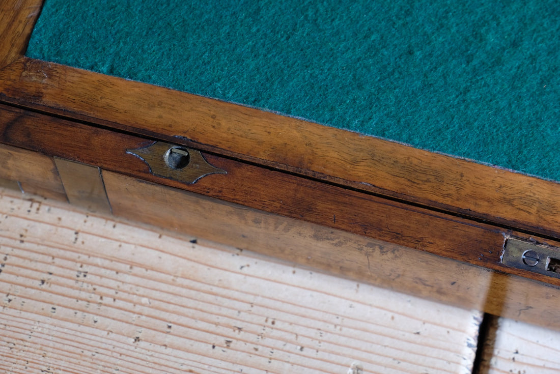 19th century Victorian burr walnut writing slope with brass corner straps and green baize interior