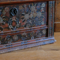 Hand painted ffolk Art coffer chest with a floral design