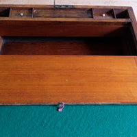 19th century Victorian burr walnut writing slope with brass corner straps and green baize interior