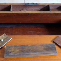 19th century Victorian burr walnut writing slope with brass corner straps and green baize interior