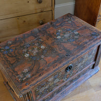 Hand painted ffolk Art coffer chest with a floral design