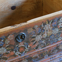 Hand painted ffolk Art coffer chest with a floral design
