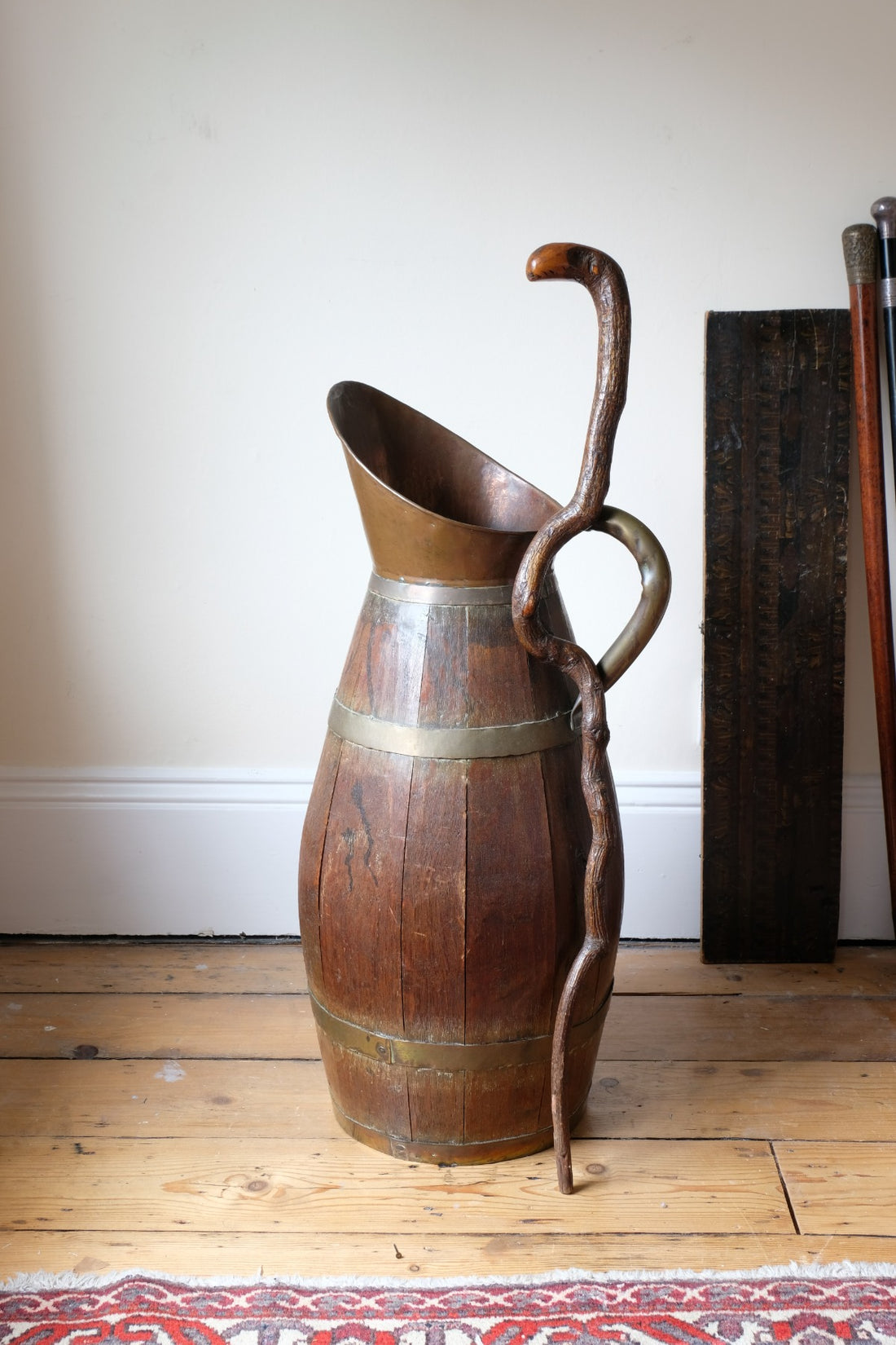 Vernacular Folk Art Twisted Walnut Walking Stick