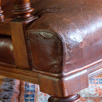 Antique Mahogany Button-Backed Leather Armchair