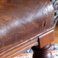 Antique Mahogany Button-Backed Leather Armchair