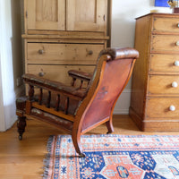 Antique Mahogany Button-Backed Leather Armchair