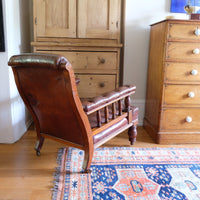 Antique Mahogany Button-Backed Leather Armchair