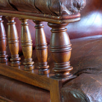 Antique Mahogany Button-Backed Leather Armchair