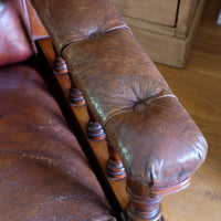 Antique Mahogany Button-Backed Leather Armchair