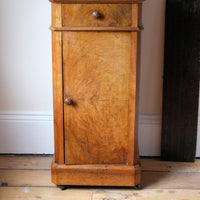 Antique Burr Walnut Bedside Cupboard With Carrara Marble Top