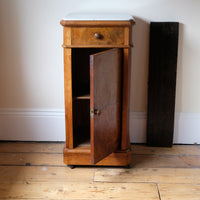 Antique Burr Walnut Bedside Cupboard With Carrara Marble Top