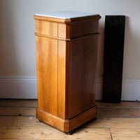 Antique Burr Walnut Bedside Cupboard With Carrara Marble Top