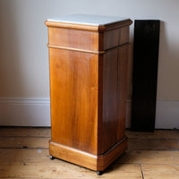Antique Burr Walnut Bedside Cupboard With Carrara Marble Top