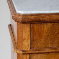 Antique Burr Walnut Bedside Cupboard With Carrara Marble Top