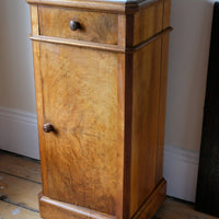 Antique Burr Walnut Bedside Cupboard With Carrara Marble Top